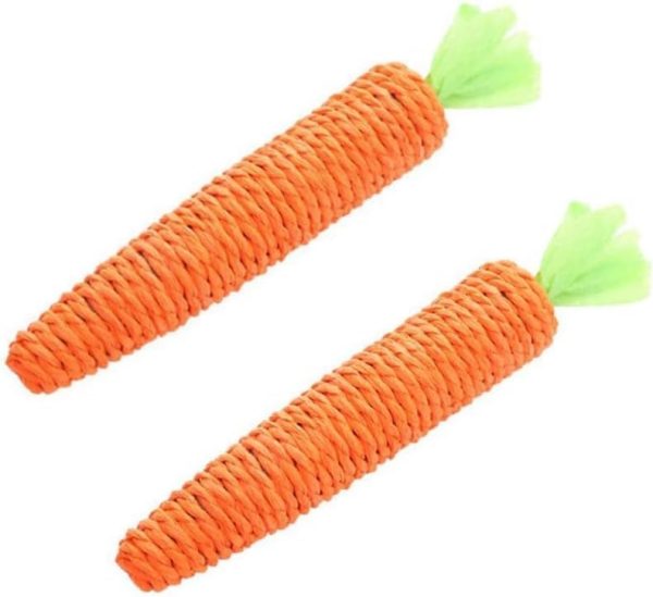 2-Pack Orange Sisal Carrot Cat Toys, Dental Chew & Teething Toy for Indoor Cats