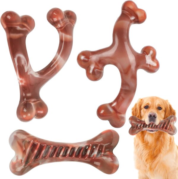 Indestructible Dog Toys – 3 Pack Bacon-Flavored Nylon Chews