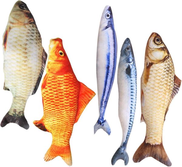 Catnip Toys 5-Pack – Realistic Fluffy Fish Catnip Dolls for Cats