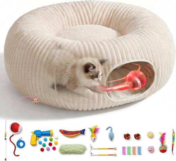 31 Pcs Interactive Cat Toys Set with Tunnel, Launcher, Catnip, Rope, Wand, Springs & Balls